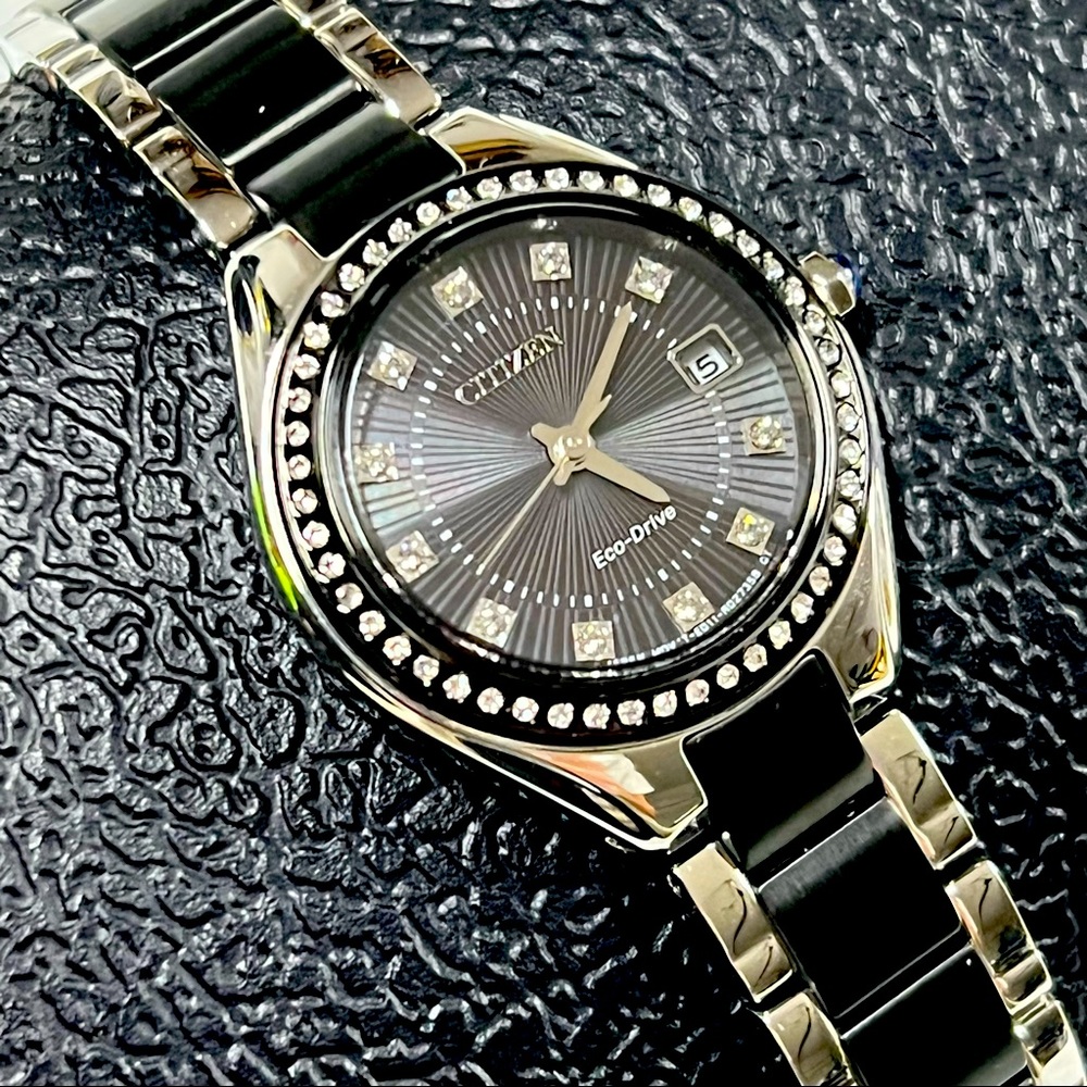 Citizen Eco-Drive Silhouette Crystal Two-Tone Stainless Steel Ladies Watch